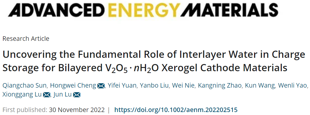 浙大/上大?AEM：揭示VOH正極材料在電荷存儲中的作用