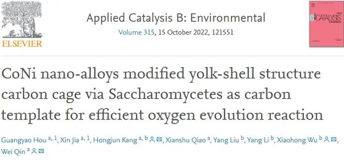 ?哈工大ACB：CoNi納米合金改性蛋黃-蛋殼結構碳籠實現(xiàn)高效析氧反應