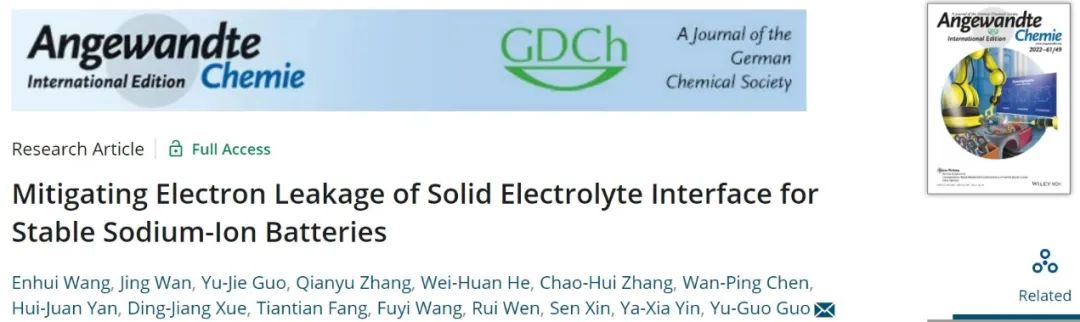 郭玉國/殷雅俠/張千玉Angew.：從緩解電子泄漏的角度抑制SEI的生長
