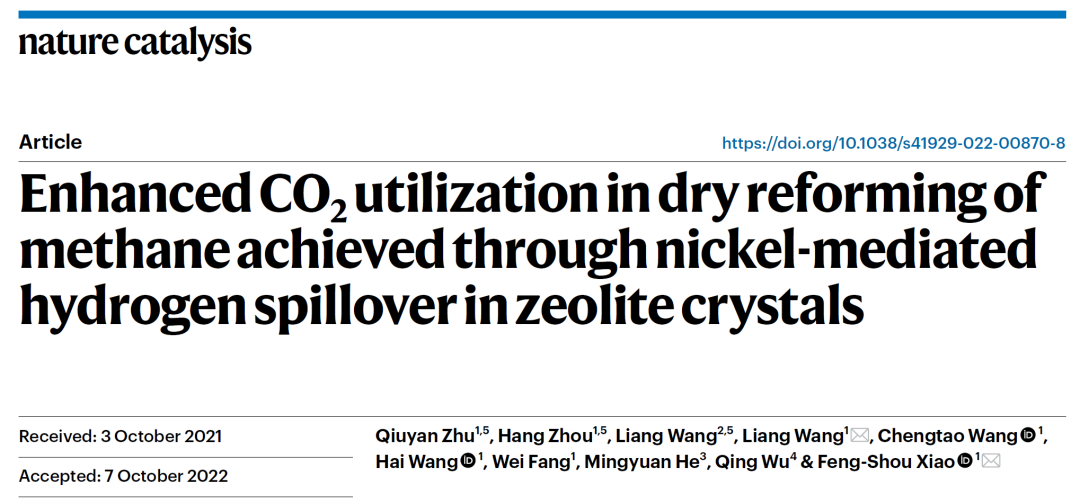 浙江大學(xué)肖豐收/王亮團(tuán)隊(duì)，再發(fā)Nature Catalysis！