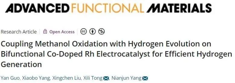 AFM：一石二鳥！雙功能Co摻雜Rh電催化劑上同時(shí)實(shí)現(xiàn)甲醇氧化與析氫