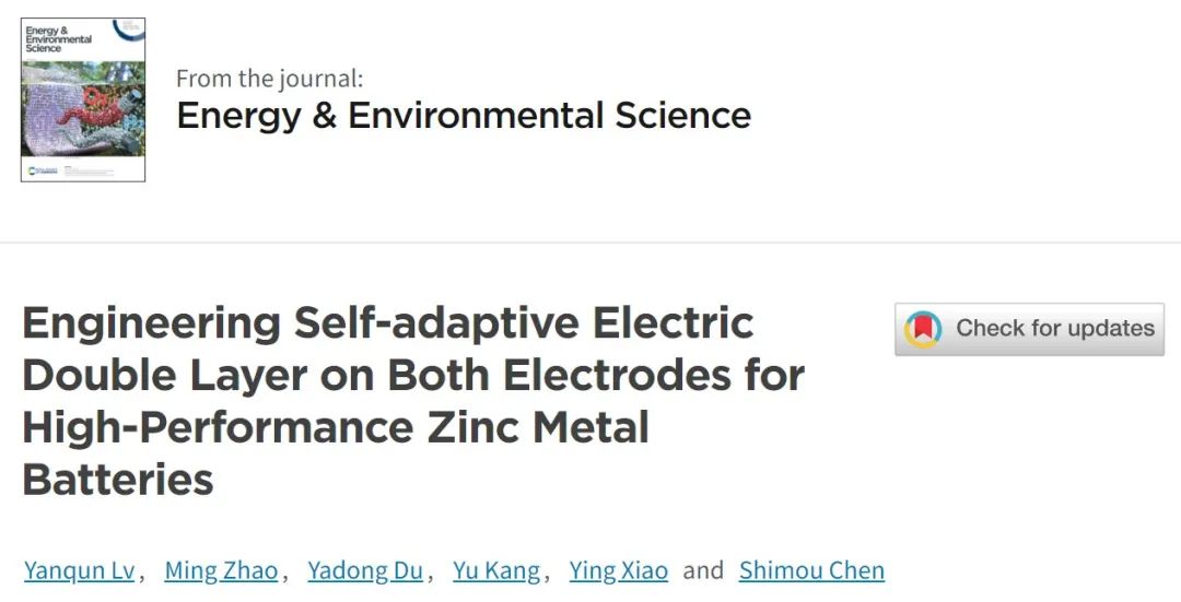 ?北化工陳仕謀EES：離子液體添加劑延長鋅電池35倍循環(huán)壽命！