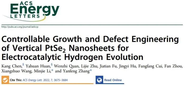 ACS Energy Letters：控制生長+缺陷工程，助力垂直PtSe2納米片高效電催化HER