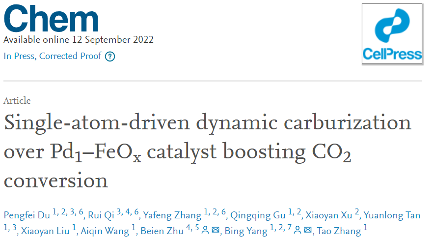 楊斌/?朱倍恩Chem：Pd1-FeOx SACs高效催化CO2轉(zhuǎn)化