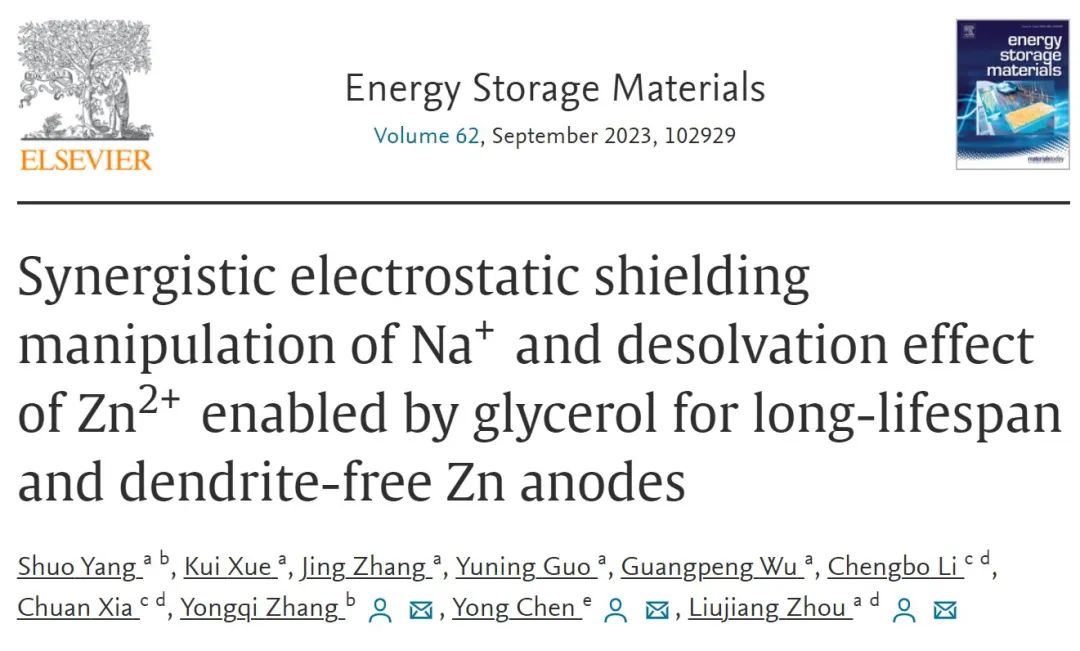 電子科大/佛大EnSM：甘油作為協(xié)同操縱劑和脫溶劑實現(xiàn)長壽命無枝晶鋅負極