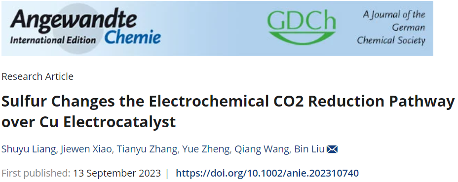 劉彬/王強(qiáng)Angew.：S改變Cu電催化劑上CO2還原途徑