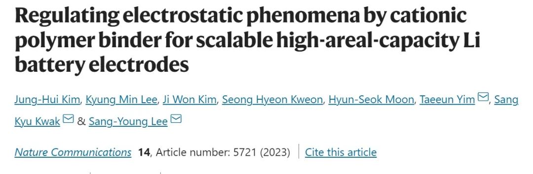 ?Nature子刊：陽離子聚合物粘結劑使NCM811面容量高達20 mAh/cm2！