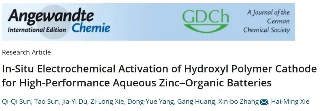 張新波/黃崗/謝海明Angew.：高性能水系有機(jī)鋅電池羥基聚合物正極的原位電化學(xué)活化