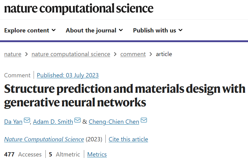 Nature子刊：基于生成神經網絡的結構預測與材料設計