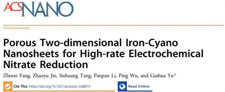 余桂華ACS Nano: FE>90%! Fe-氰基-R NSs用于高速率NO3RR