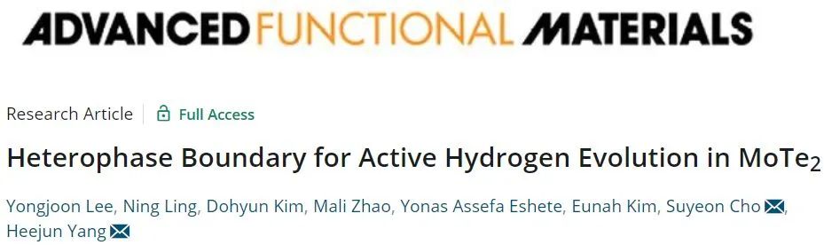 AFM: 異相工程: 1+1>2！MoTe2中的異相邊界具有高HER活性