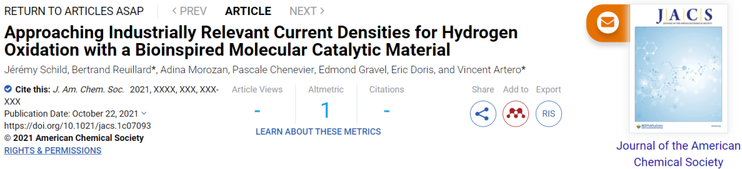 JACS：創(chuàng)紀(jì)錄電流密度！生物激發(fā)的分子催化材料助力HOR