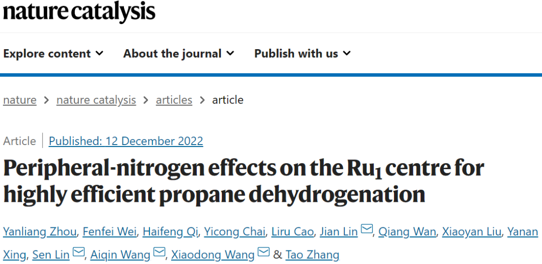 大連化物所&福大，最新Nature Catalysis！