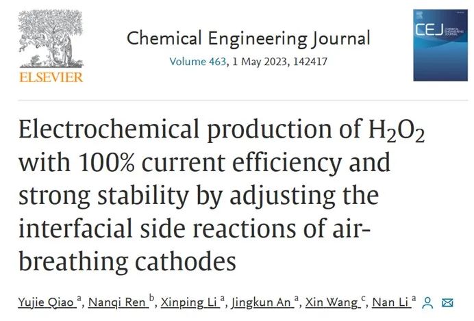 Chem. Eng. J.：調(diào)節(jié)界面副反應(yīng)！實(shí)現(xiàn)穩(wěn)定、高效制備H2O2