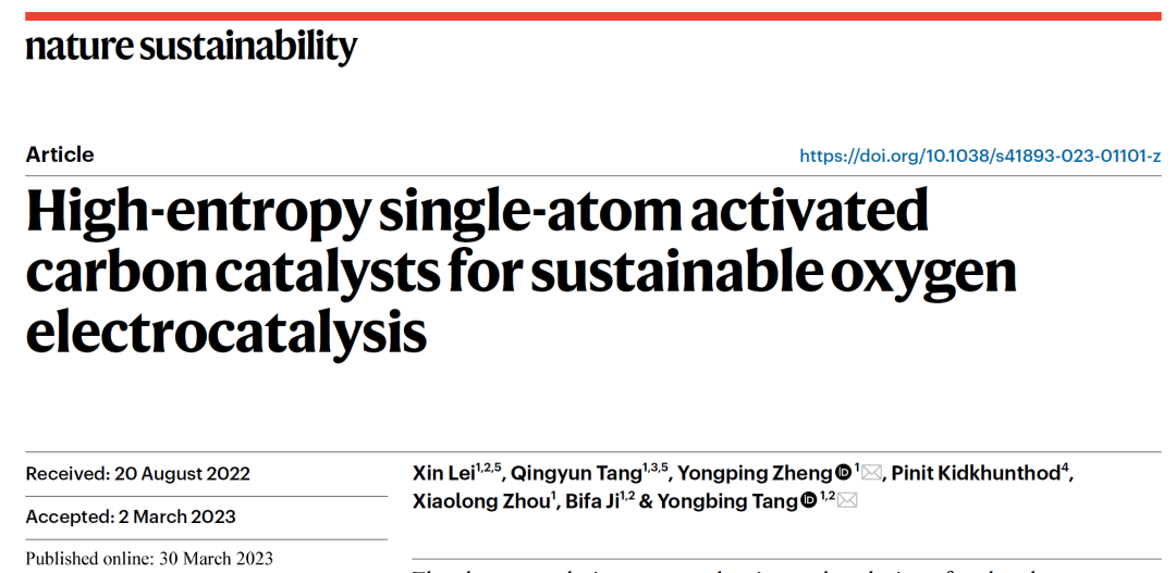 唐永炳/鄭勇平Nature Sustainability：突破碳電催化劑的極限！