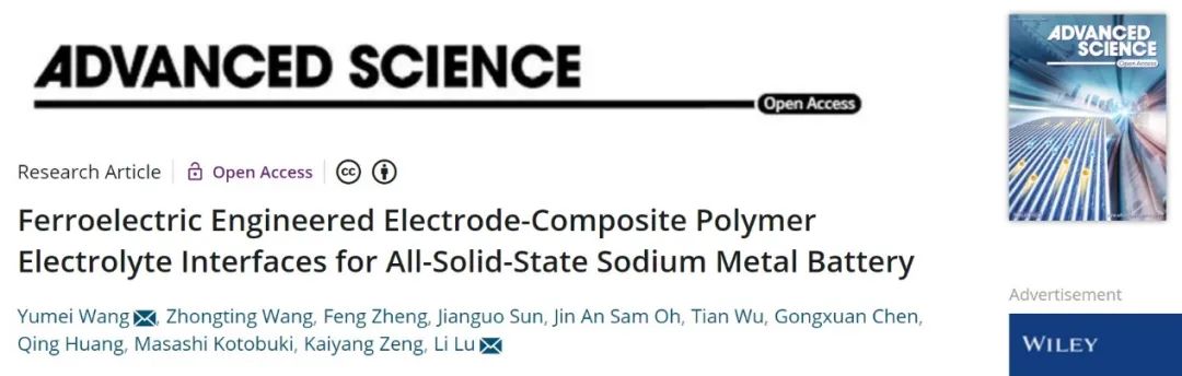 呂力/王玉美Adv. Sci.：鐵電工程化界面實(shí)現(xiàn)高性能全固態(tài)鈉金屬電池