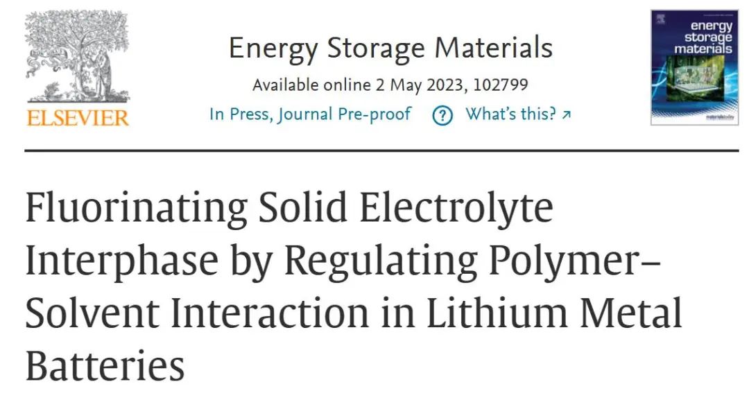 黃佳琦/張學(xué)強(qiáng)EnSM：調(diào)節(jié)鋰金屬電池中的聚合物-溶劑相互作用實(shí)現(xiàn)氟化固體電解質(zhì)界面
