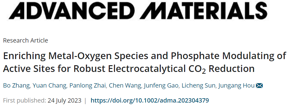 大連理工侯軍剛等AM：PO43?-In NPs實(shí)現(xiàn)高效電催化CO2還原