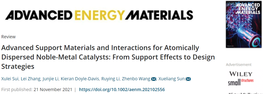 孫學(xué)良/王振波AEM：原子分散貴金屬催化劑的先進(jìn)載體材料和相互作用：從載體效應(yīng)到設(shè)計(jì)策略