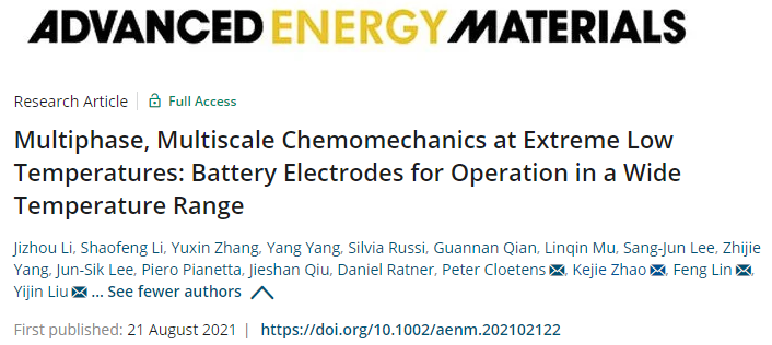 趙克杰/林鋒/劉宜晉等AEM: 同步加速器立功！揭示低溫下電池正極中的多相多尺度化學力學