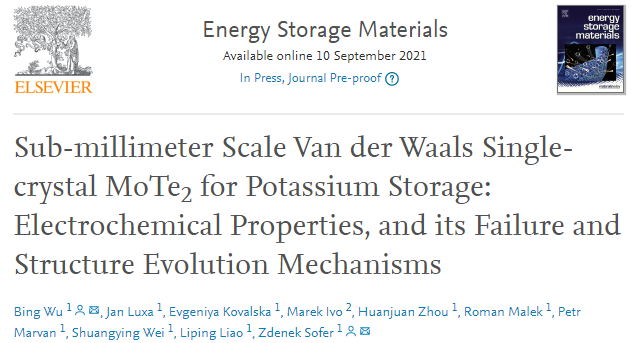 布拉格化工大學(xué)EnSM: 亞毫米級范德華單晶MoTe2儲鉀材料的電化學(xué)性質(zhì)及其失效和結(jié)構(gòu)演化機制