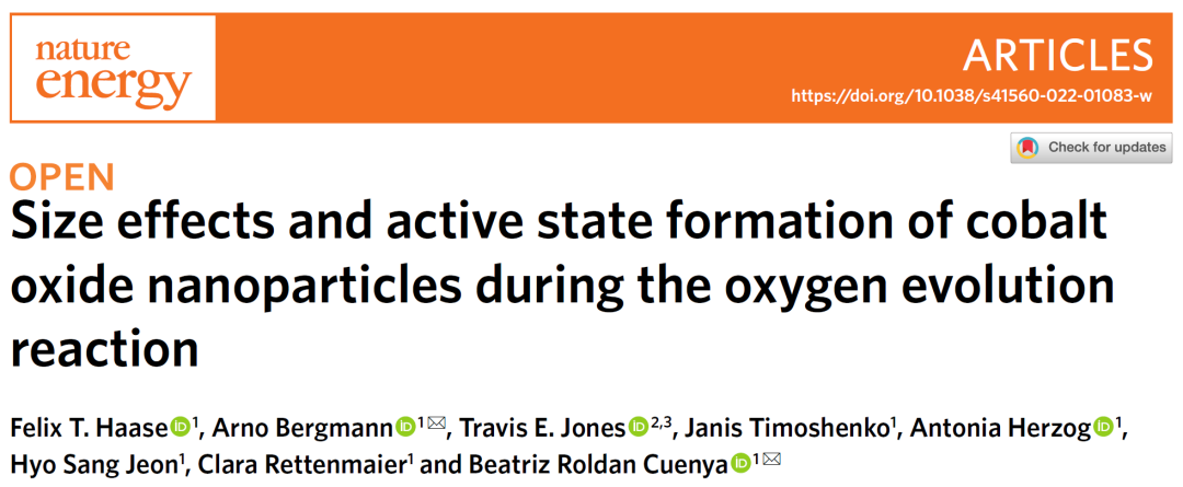 當(dāng)氧化鈷碰上氧析出，成就一篇Nature Energy！