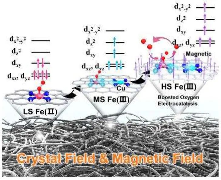 ?上交付超鵬Angew.：通過晶體場和磁場調(diào)節(jié)原子 Fe 自旋態(tài)以增強(qiáng)可充鋅空電池中的氧電催化