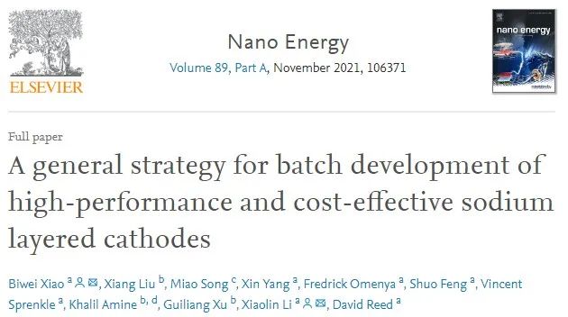 Nano Energy：批量開發(fā)高性能、低成本的鈉層狀正極的一般策略