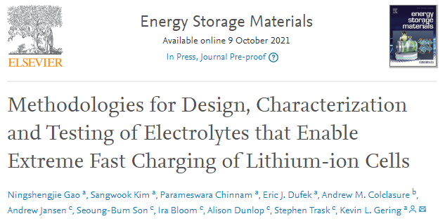 愛達(dá)荷國家實(shí)驗(yàn)室EnSM：鋰離子電池極快充電的電解液設(shè)計(jì)、表征和測試方法