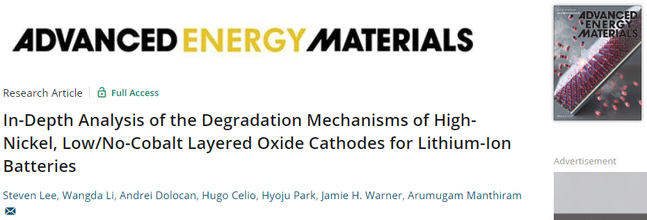 ????AEM：高鎳、低鈷/無鈷層狀氧化物正極降解機(jī)理的深入分析