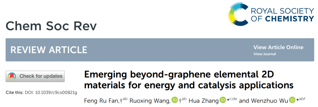 張華/武文倬Chem. Soc. Rev.: 用于能源和催化應(yīng)用的石墨烯以外的元素2D材料
