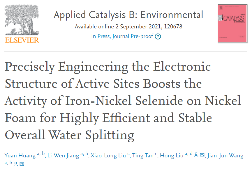 山大王建軍/劉宏Appl. Catal. B.：精確設(shè)計活性位點(diǎn)提高催化劑活性，助力高效穩(wěn)定的整體水裂解