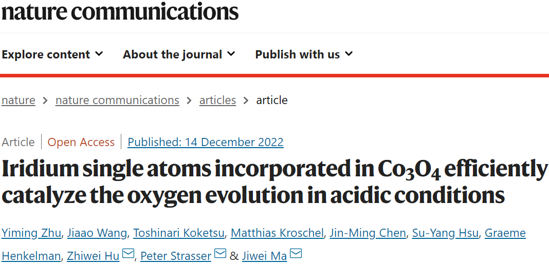 ?同濟(jì)/柏林工大/馬普所Nat. Commun.：Ir-Co3O4高效的催化酸性條件下的OER
