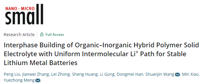 中大孟躍中/王拴緊Small：這種人工SEI層，實(shí)現(xiàn)鋰金屬負(fù)極循環(huán)1000小時(shí)！