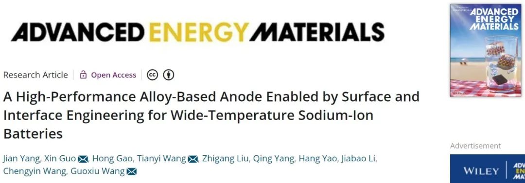 ?汪國秀/王天奕AEM：表面和界面工程協(xié)同助力1萬次循環(huán)鈉電！