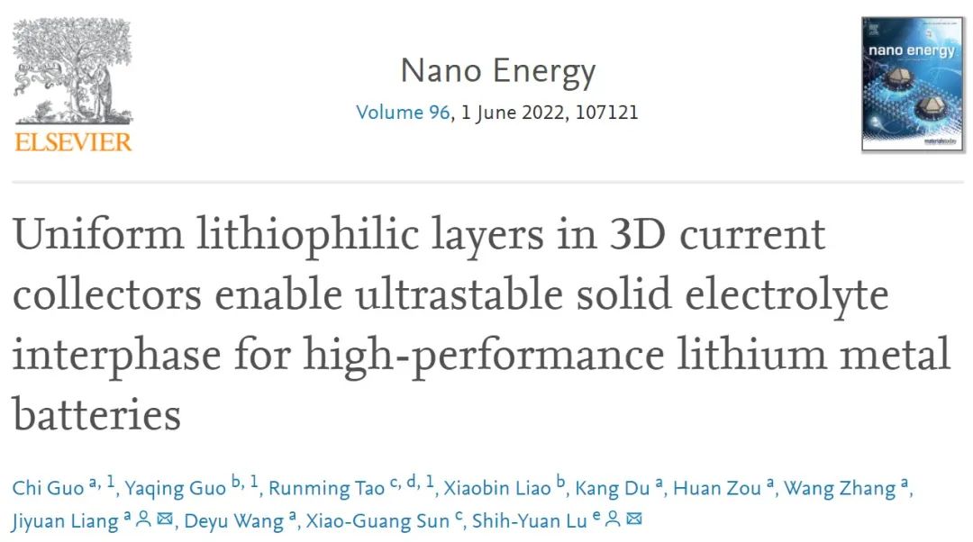 梁濟元/呂世源Nano Energy：十數(shù)秒快速制備親鋰改性3D集流體！