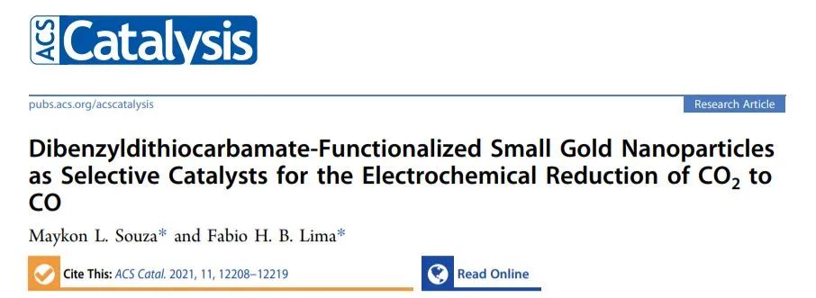 ACS Catalysis：二芐基二硫代氨基甲酸酯官能化的Au納米顆粒用于將CO2電化學還原為CO