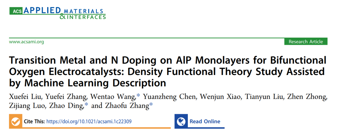 ACS AMI: 機器學(xué)習(xí)+DFT指導(dǎo)設(shè)計高效的雙功能OER/ORR電催化劑