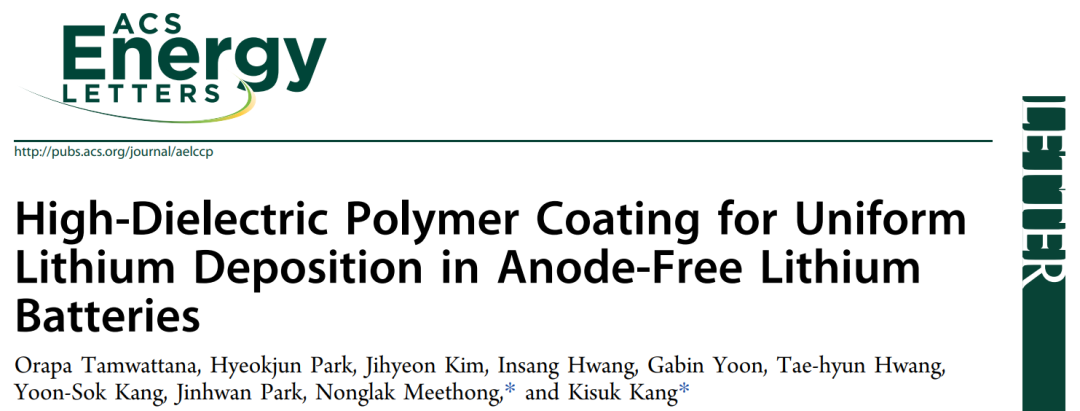 ACS Energy Lett.：在無負極鋰電池中實現(xiàn)均勻鋰沉積的高介電聚合物涂層