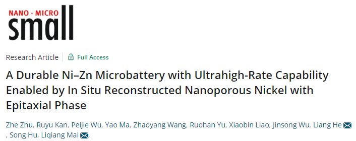 麥立強(qiáng)/何亮Small：一種具有超高倍率能力的耐用Ni-Zn微電池
