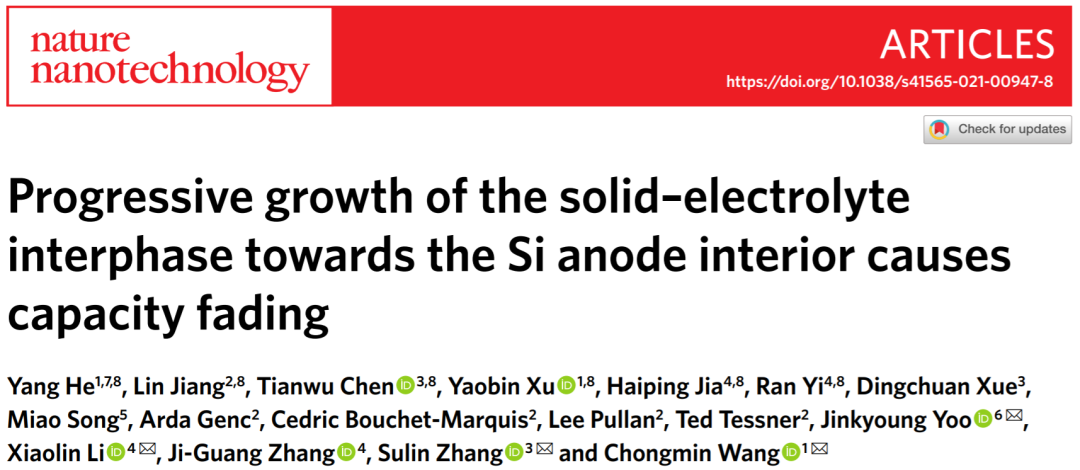 眼見(jiàn)為實(shí)！王崇民等人Nature Nanotechnology：冷凍電鏡揭示Si容量損失原因