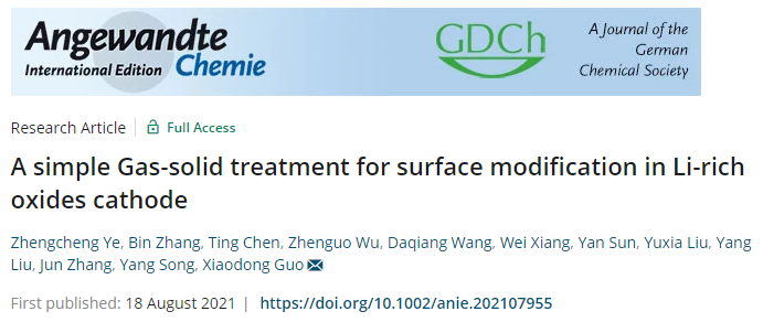 川大郭孝東/吳振國Angew：一種用于富鋰氧化物正極表面改性的簡單氣固處理