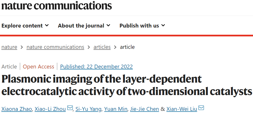 ?中科大劉賢偉Nature子刊：2D催化劑層依賴性電催化活性的等離子體成像