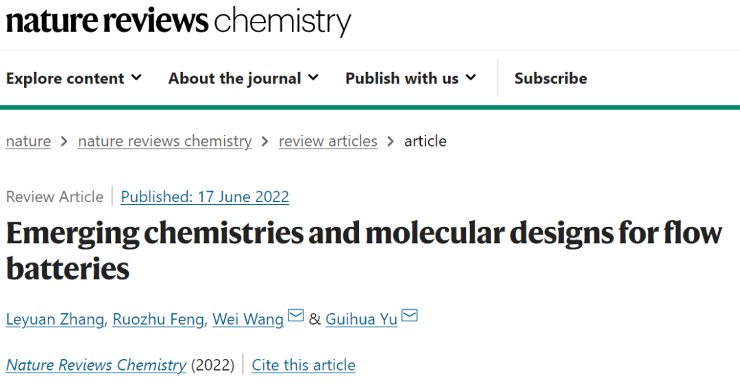 IF=34.035！余桂華教授等人，最新Nature Reviews Chemistry！