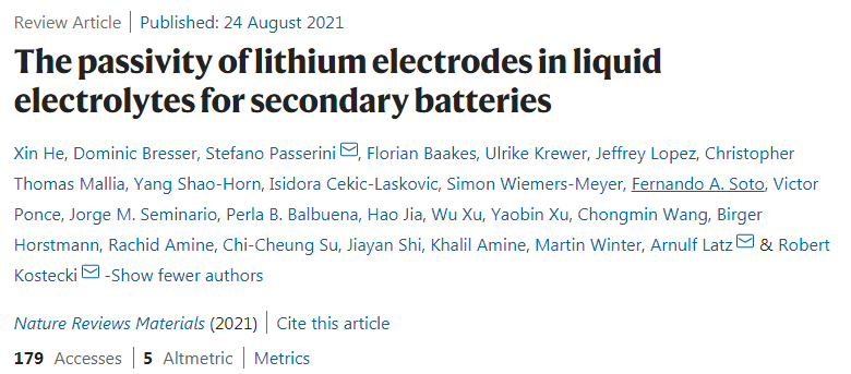 Nat. Rev. Mater. 超級綜述：從腐蝕角度認識二次電池電解液中鋰電極的鈍化
