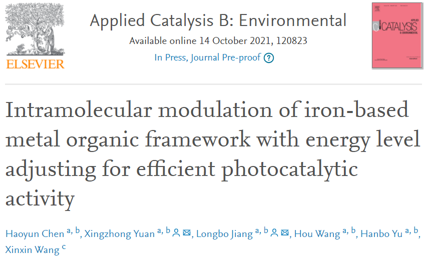 湖大袁興中/蔣龍波Appl. Catal. B.：提高30倍以上！Fe基MOF的分子內(nèi)調(diào)制及能級(jí)調(diào)節(jié)助力高效光催化