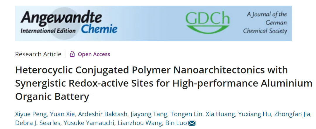 王連洲/羅彬Angew: 用于高性能鋁有機(jī)電池的雜環(huán)共軛聚合物納米結(jié)構(gòu)