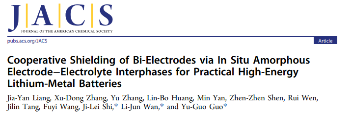 萬立駿院士/郭玉國/石吉磊JACS: 用于高能鋰金屬電池的雙界面非晶CEI/SEI保護層