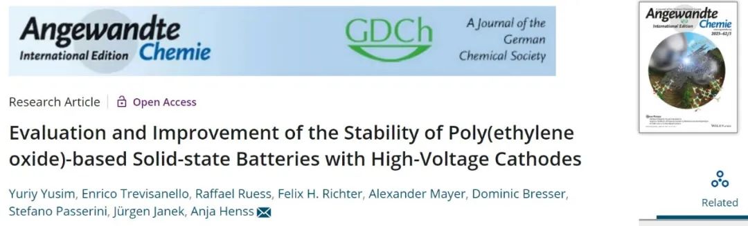 Angew.：評估和改善具有高壓正極的PEO基固態(tài)電池的穩(wěn)定性