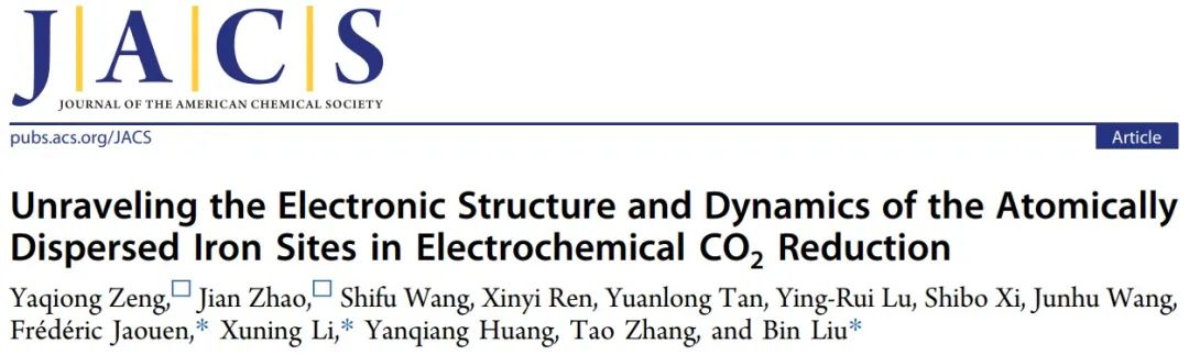 李旭寧/劉彬等，最新JACS！頂尖Operando表征技術(shù)監(jiān)測(cè)原子分散的鐵位點(diǎn)